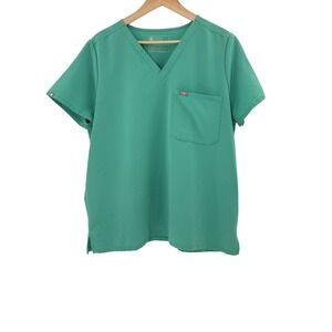 FIGS Plus Size Technical Collection Green Catarina Scrub Top‎ XXL Workwear